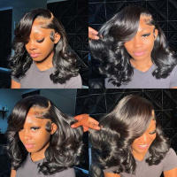 Pelucas De Encaje Frontal Body Wave T Part Bob 13X1 4x1 Remy Brazilian Hair Natural PrePlucked De 180% Densidad Peluca De Cabello Humano Para Modificar Color - details 5