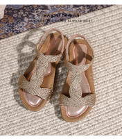 Nuevos zapatos de playa de alta gama de verano, ligeros, de lujo, a la moda, con diamantes de imitación, zapatos casuales para mujer, sandalias planas con banda elástica y punta con clip - details 38