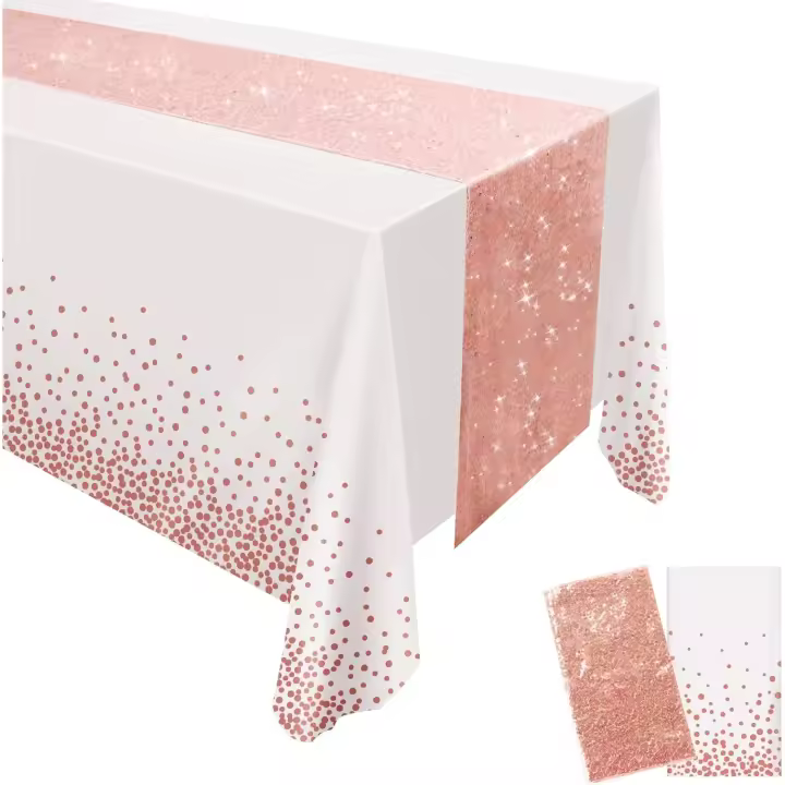 SSITO - Mantel Rectangular de Plástico 137x274 Cm - Camino de Mesa 30x274 Cm - 1