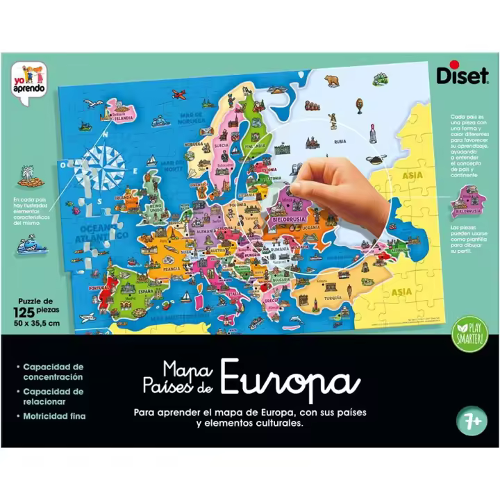 Diset - Puzzle mapa de países de Europa. Para aprender la cultura europea - 1