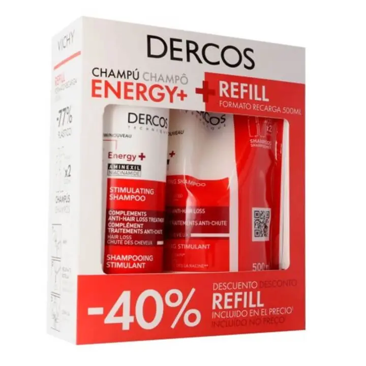 Vichy Dercos Champú Estimulante Anticaída 400 ml + Refill 500 ml - 1