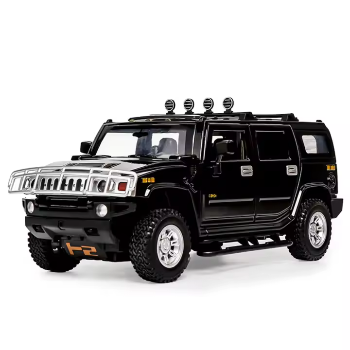 Modelo De Coche De Aleación Hummer H2 a Escala 1:24 Con Luz Y Sonido Vehículo De Tierra Para Niños Colección Juguete Con Función De Retroceso - 1