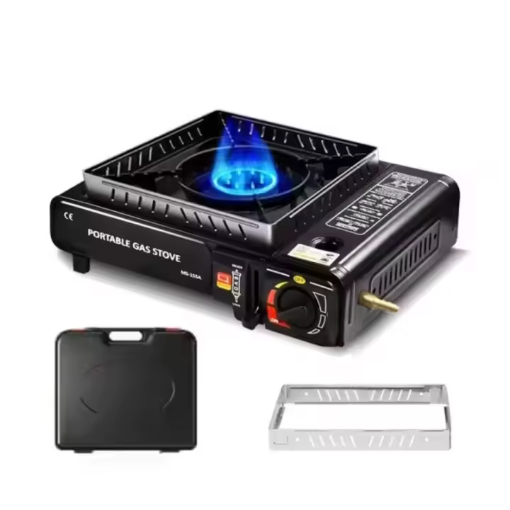 PORCHEDDU Cocina de gas Ideal para Cocinar en el camping Compatible con cartucho o bombona Con Red a prueba de viento y estuche de Transporte. - 1