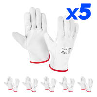 Pack de 5 pares de guantes de trabajo de cuero Talla 9 | Guante piel flor vacuno | T9 | 3L - details 0