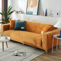 Cubierta De Sofá De Terciopelo Para Sala De Estar Color Gris Estirable Sólido Cubierta De Sofá Conjunto Funda Para Asiento Y Cojín 1PC - details 20