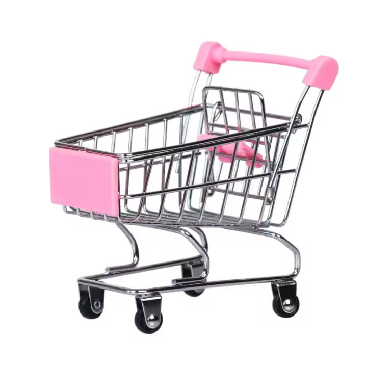 Carro De Supermercado Miniatura Para Niños Juguete De Decoración Doméstica Y Almacenamiento Estilo Moderno Material Metálico Y Plástico - 1