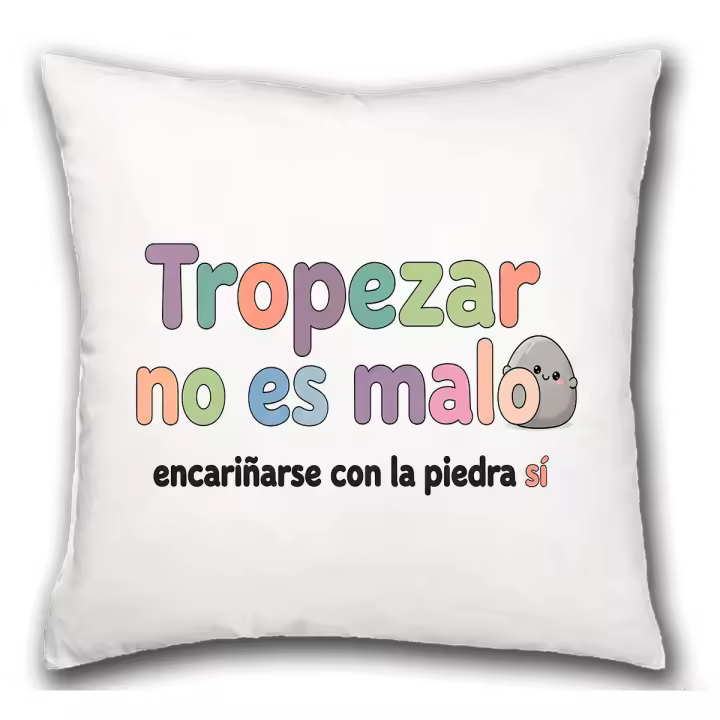MERCHANDMANIA Cojín frase graciosa chiste tropezar piedra problemas vida hogar comodo cussion - 1