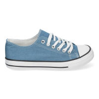 Davinia Shoes Zapatilla Plana de Mujer, Comoda, con Material de Lona, Estilo Bamba Casual, y Cierre de Cordones Shoes&Blues.es FG-2913-Azul - details 1