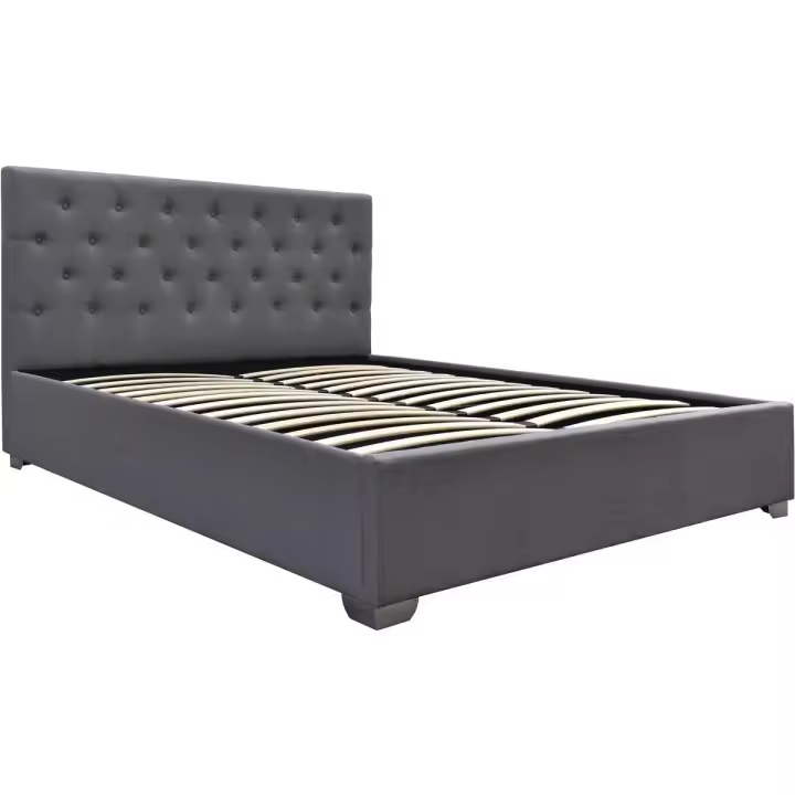 Cama doble con cofre "Tino" 140 × 190 cm - Gris - 1