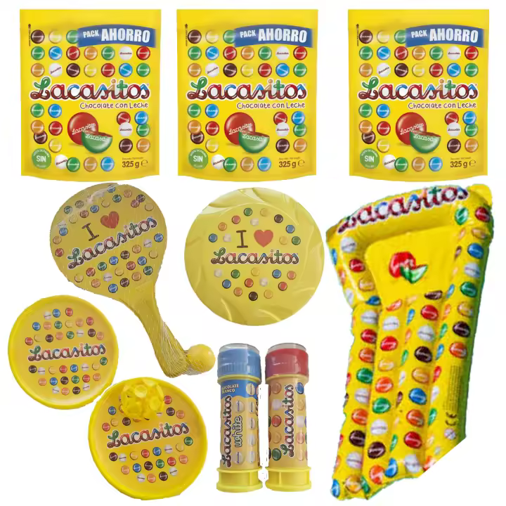 Pack vacaciones Lacasitos:3 doyPack person 325g,palas con ventosa y con pelota , pompero,frisbee y colchoneta - 1
