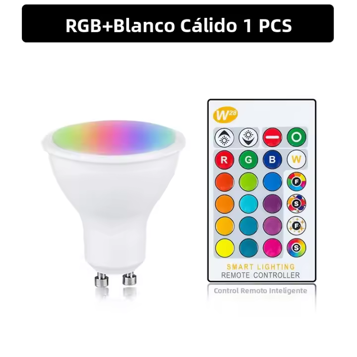 Bombilla LED RGB GU10 10W Control Remoto Luz De Spot Colorida Dimmer Para Decoración De Sala De Estar Y Dormitorio Vida Media 50000h - 1