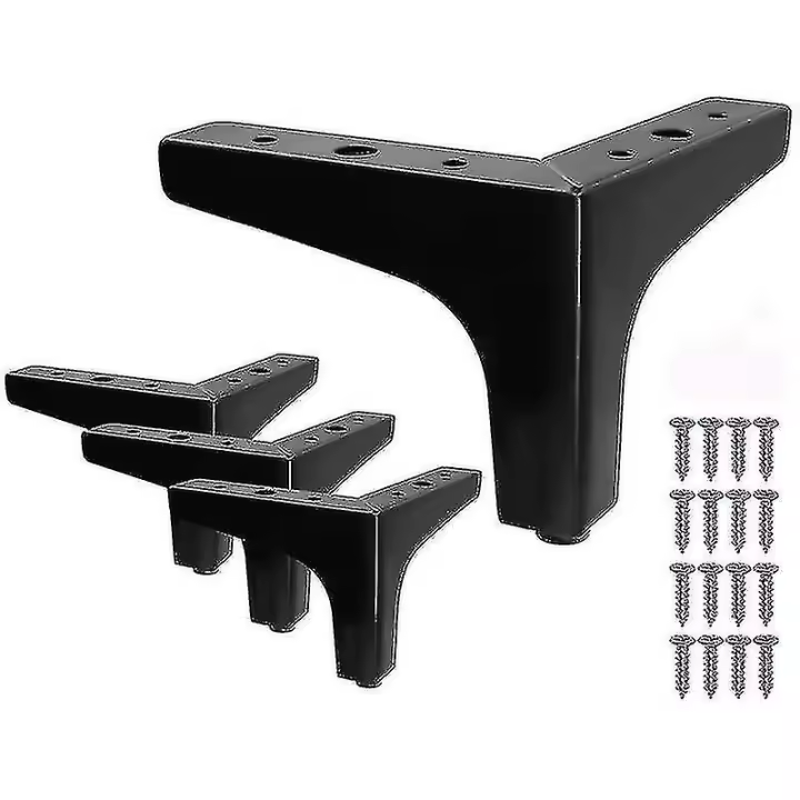 Conjunto de 4 Papas de Cama de Triángulo de metal Negro DIY de sofá de muebles-10cm - 1