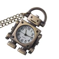 Reloj De Bolsillo Cuarzo Con Dial Redondo Y Números Arábigos En Forma De Robot Vintage Colgante Decorado Con Llavero Para Encanto De Bolsa Para Fiesta Unisex - details 1