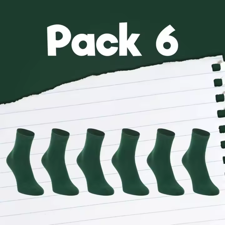 Calcetines - Pack de 6 Calcetines Colegiales de Algodón Cortos para Niñ@ - Gran Calidad y Transpirabilidad Color Verde - 1