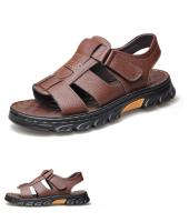 Sandalias Para Hombre Ajustables De Color Sólido Con Suela De Goma Duradera Y Comodidad Respirable PU Para Caminar Al Aire Libre - details 19