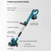 1500W Cortacésped eléctrico inalámbrico, cortadora plegable ajustable, herramientas eléctricas de corte eficiente para jardín, batería Makita de 18V, - details 0