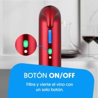 Decantador eléctrico, decantador portátil automático, recargable por USB, incluye tubo de silicona y cable de carga USB, filtro y botón de encendido/apagado, batería de 1500 mAh - details 2