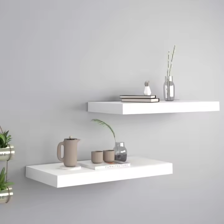 Estantes flotantes de pared 2 uds MDF blanco 50x23x3,8 cm - 1