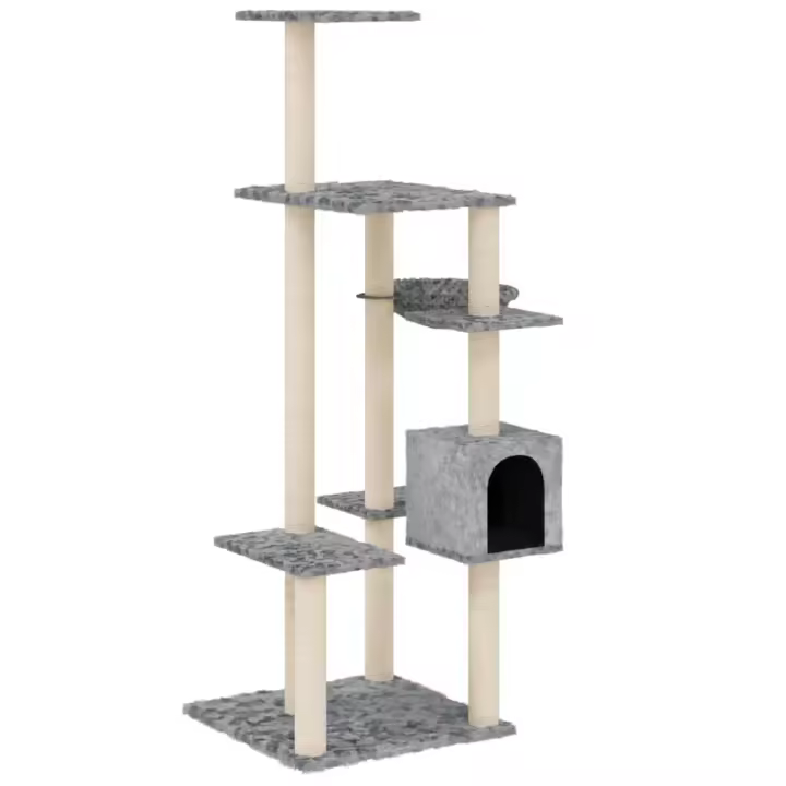Rascador para Gatos con postes de ISAL gris Claro 142 cm - 1