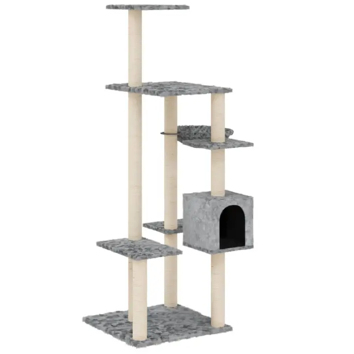 Rascador para Gatos con postes de ISAL gris Claro 142 cm - 1