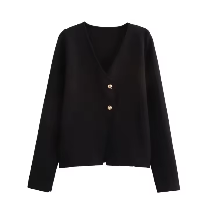 Autumn Women Asymmetrical Knit Cardigan Long Sleeve V Neck With Button Slim Knitwear Chic Lady Outfits - 1