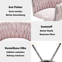 Silla de Maquillaje de Terciopelo, Juego de 1 Piezas, Silla Giratoria de Dormitorio de Lujo Individual, Silla Giratoria de Relax, Cuatro Patias de Soporte de Metal, Rosa - details 3