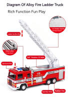 Camión De Bomberos De Escala 1:32 Juguete De Coche De Metal Con Ruedas De Goma Música Luz Función Retroalimentada Tanque De Agua Regalo Para Niños - details 2