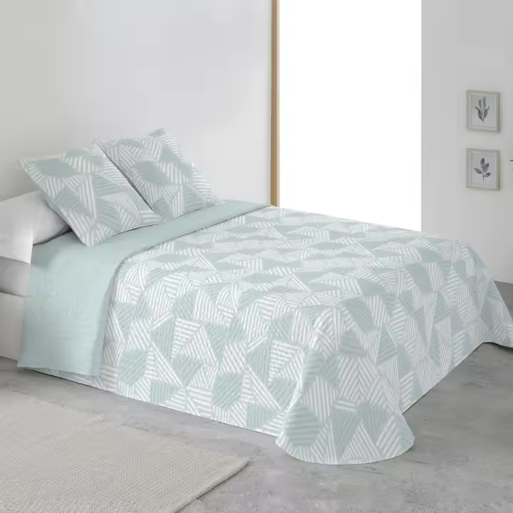BOHEME - Colcha estampada reversible cosida Carla Agua - 1