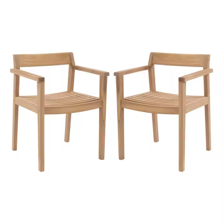 Vente-unique - Juego de 2 sillones de jardín de teca - Natural claro - ALLENDE - 1