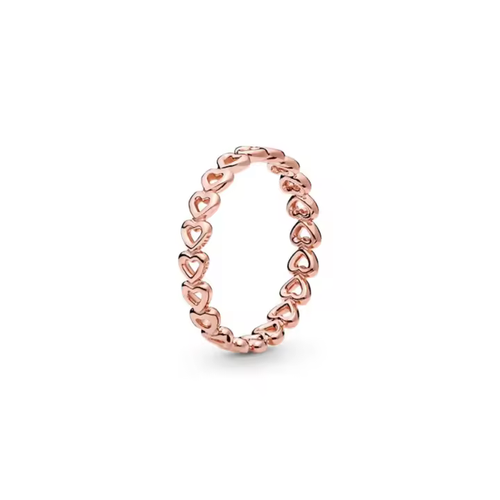 PANDORA Anillo Corazón a Corazón Rosa con personalidad especial, regalo de San Valentín para novia - 1