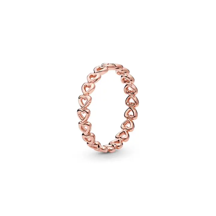 PANDORA Anillo Corazón a Corazón Rosa con personalidad especial, regalo de San Valentín para novia - 1