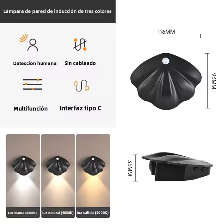 Lámpara De Pared Recargable Por USB Con Sensor De Movimiento Luz Nocturna Para Cocina Dormitorio Sala De Estar Iluminación Interior Decorativa Moderna - 1