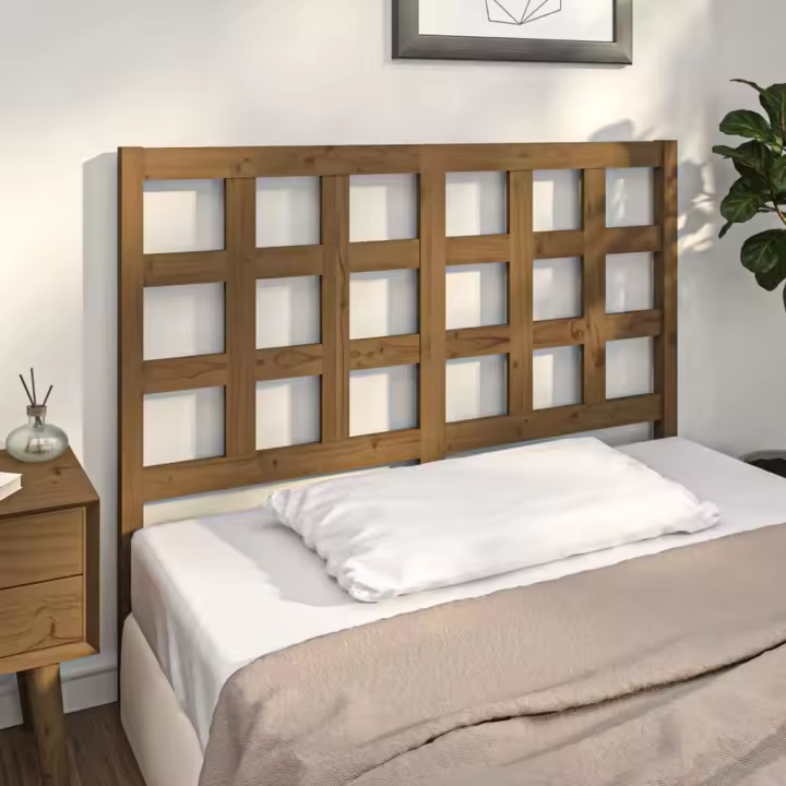 vidaXL Cabecero de cama madera maciza pino marrón miel 125,5x4x100 cm - 1
