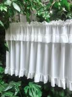 Cortinas Cortas De Tulle Blanco Color Sólido Con Cabeza Doble Para Ventanas Cocinas Armarios Decorativas No Taponadoras - details 2