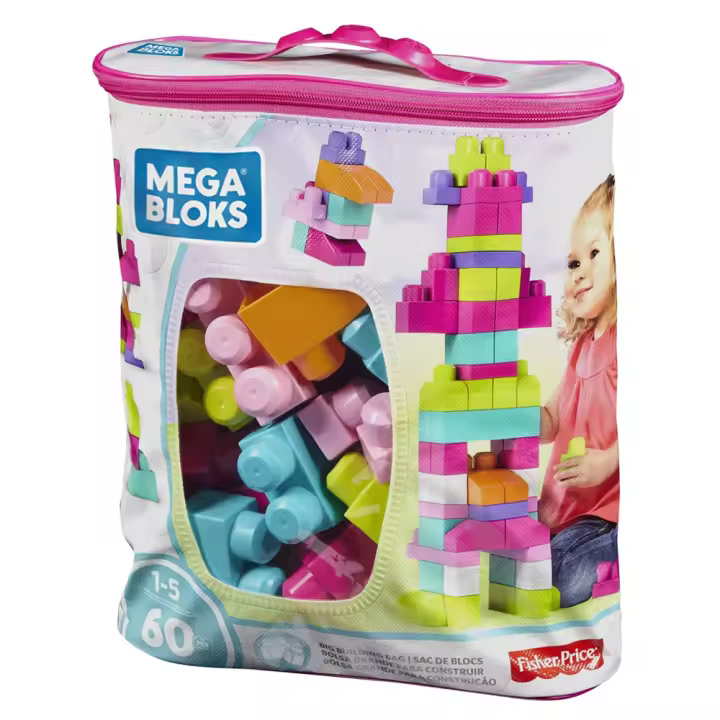 Bolsa Construccion Mega blocks 60 Piezas Rosa (Mattel DCH54) - 1