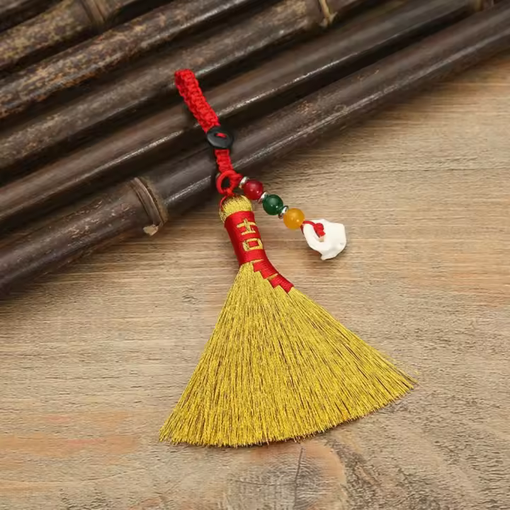 Mini Escoba Tejida a Mano Con Borlas Ornamentos Chinos Estilo Tradicional Regalos Afortunados Para Bebés Creativos Suministros Festivos - 1
