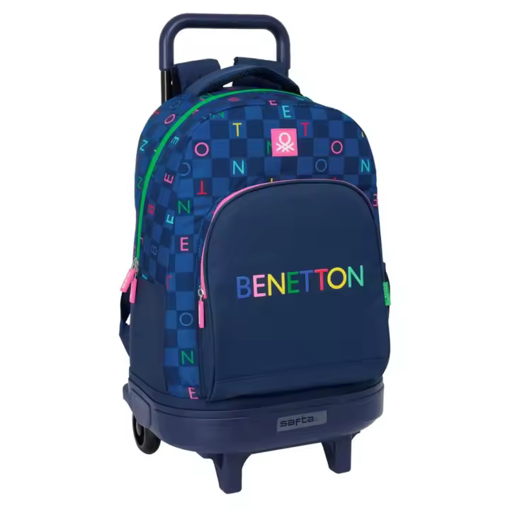 Mochila Grande con Ruedas Compact Extraible Benetton "Damero" 33X45X22Cm (Safta 612550918) - 1