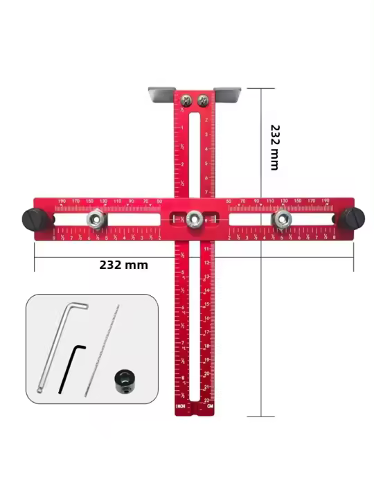 Localizador De Perforación Para Manijas Y Puertas De Armario Herramienta De Carpintería Ajustable En T-Forma Para Madera - 1