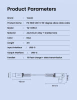 Cable De Carga USB C a Tipo C Toocki 60W Para iPhone 15 pro Max Xiaomi Honor Cable De Datos Elbowed 3A Para Teléfonos De Juego Con Cargador - details 11