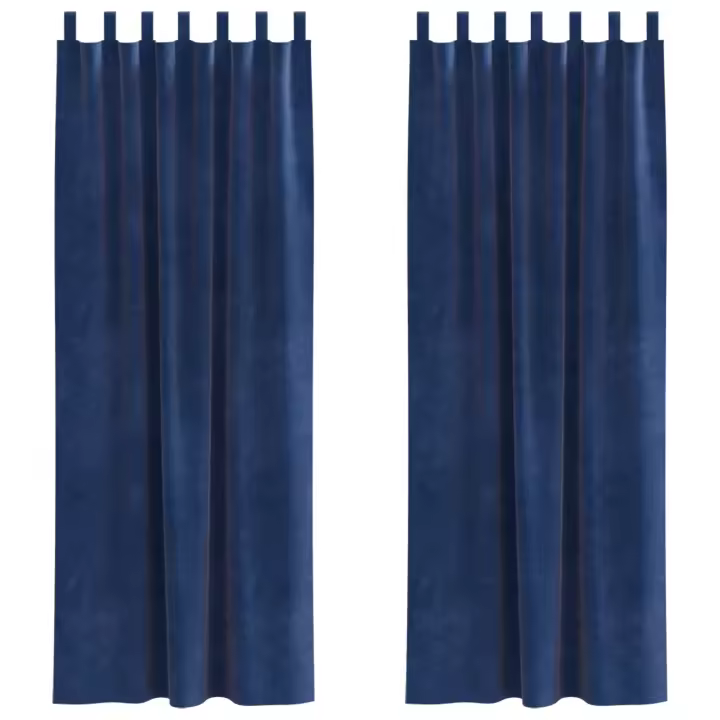 Cortinas Blackout vidaXL con lazos colgantes 2 pcs de terciopelo azul oscuro - 1