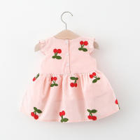 Vestido De Verano Para Bebé Niña Con Bordado De Cereza Cuello Redondo Y Manga Volante Vestido De Princesa Para Niñas Ropa Infantil - details 3