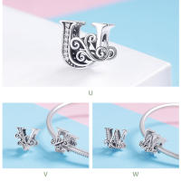 WOSTU 925 Plata Esterlina A-Z 26 Letras Brillantes Con Bolas De Joyería Para Pulsera De Encanto Original Collar De Pulsera Para Mujeres - details 12