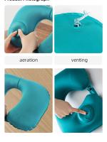 Almohada De Viaje U Formada Inflable Suave Portátil Para Dormir En Avión Tren O Oficina Almohada Para Cuello Reutilizable - details 5