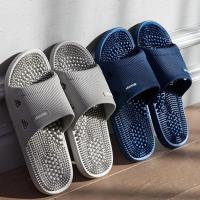 Zapatillas De Hombre Antideslizantes Con Masaje Suela Suave Color Sólido Sandalias De Baño Para Mujer Zapatos De Salud Simple - details 1