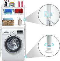 Estante de metal para organizar el baño, estantería de almacenamiento sin perforaciones, tipo de suelo, para champú, toalla, Etc. Estante de accesorios, organizador para lavadora - details 2