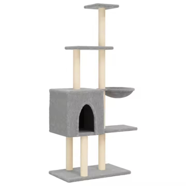 Rascador para Gatos con postes de ISAL gris Claro 145 cm - 1