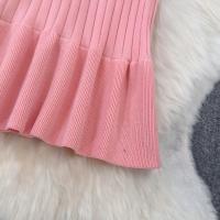 Vestido De Sirena Corto Con Mangas Y Cuello V Vintage REALEFT Para Mujer Knit De Verano Con Botones Cintura Alta Longitud De Rodilla - details 30