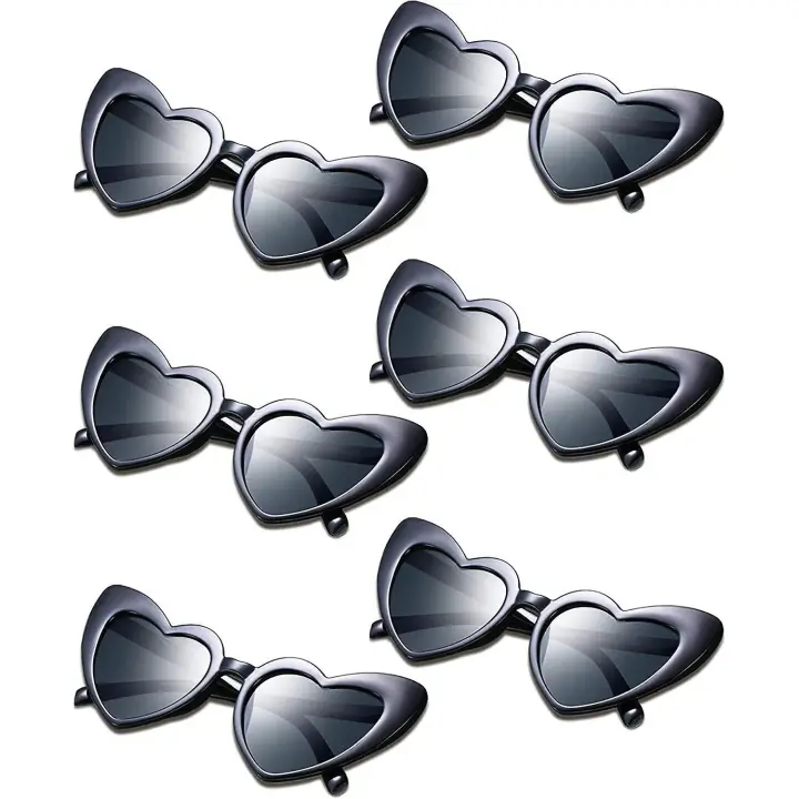 6 Pares de Gafas de Sol with forma de corazón, estilo Ojo de Gato, vintage Estilo, para Bodas, Fiesta de disfraces. - 1