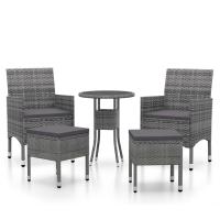 vidaXL Juego de muebles de jardín 5 piezas ratán sintético gris - details 1