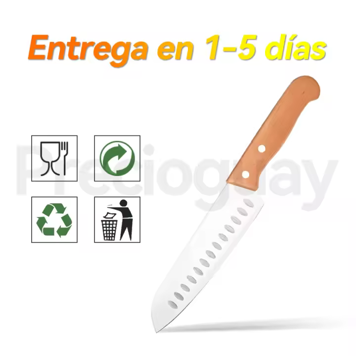 Cuchillo de chef de acero inoxidable, cuchillo de cocina profesional multiusos para cortar carne y verduras de 29cm de largo. - 1
